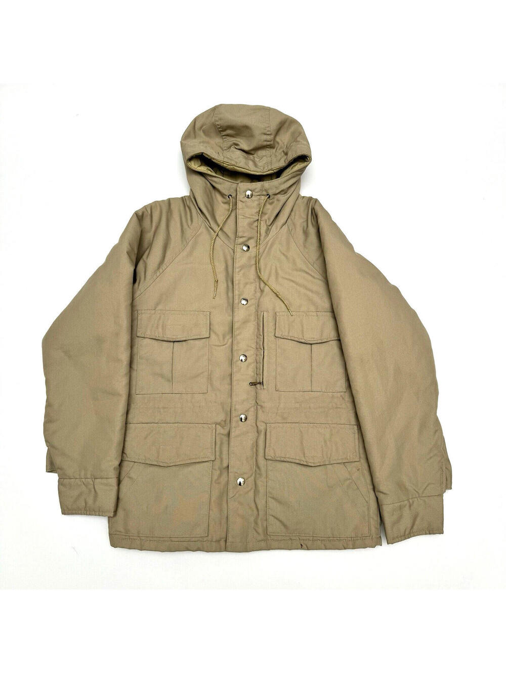 Vintage 60s 70s Sears Put On Shop Size 34 Tan Hooded Winter Coat Roebuck USA